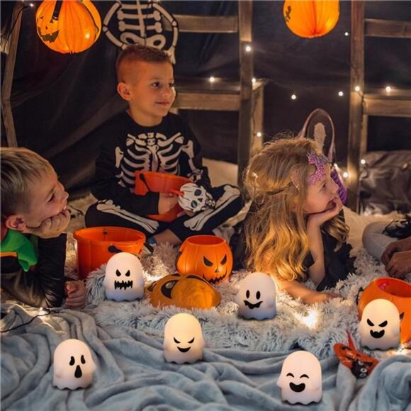 Halloween Ghost Lights Flameless Candles Battery Operated with Remote - Picture 4 of 7